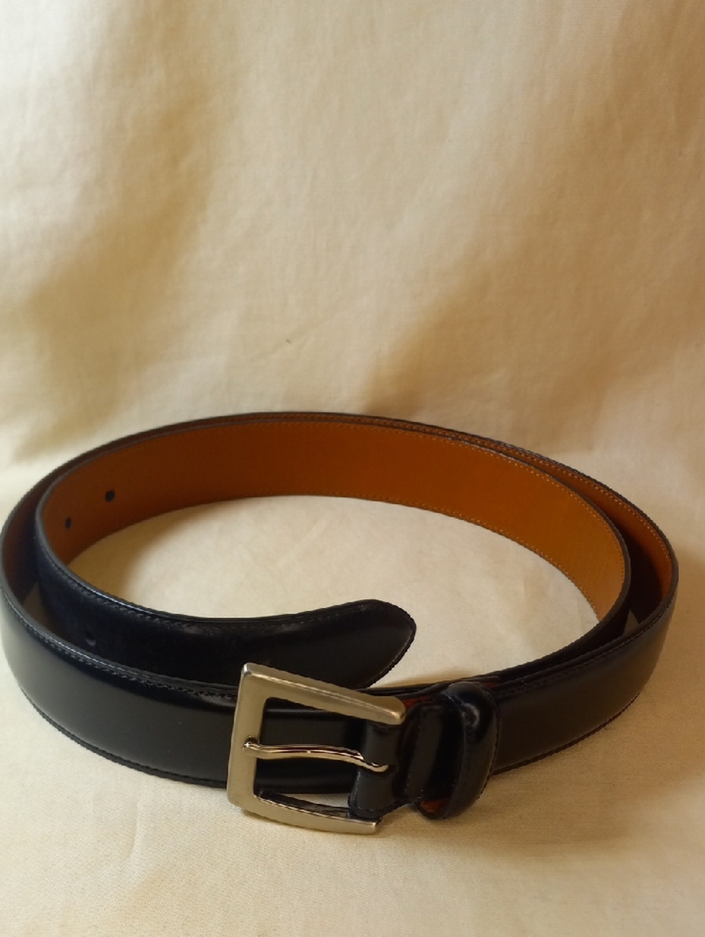 Coach Black Leather  Belt with Silver Buckle
